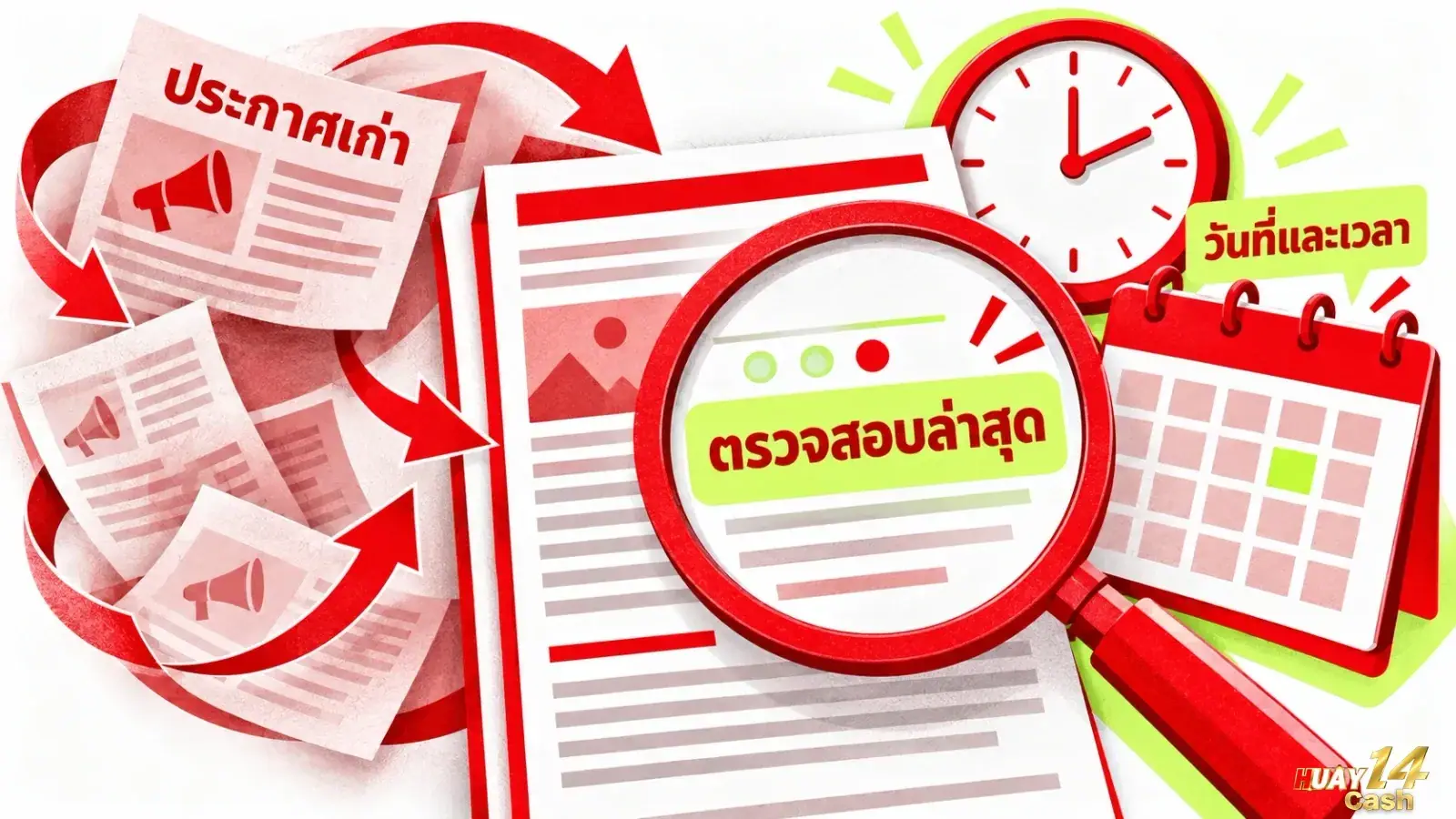 ภาพจำลองสถาปัตยกรรมเชิงพื้นที่แสดงทางเดินข้อมูลพร้อมป้ายระบุวันเวลาตรวจทานเนื้อหาอย่างเป็นระเบียบในแต่ละจุด. ภาพนี้ช่วยสนับสนุนเนื้อหาโดยเน้นย้ำให้ผู้อ่านเห็นความสำคัญของการตรวจเช็กความสดใหม่ของข้อมูลเพื่อป้องกันความสับสนจากข่าวสารเก่า.